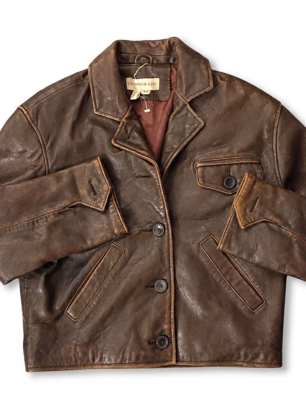 Crossroads Button Down leather Jacket